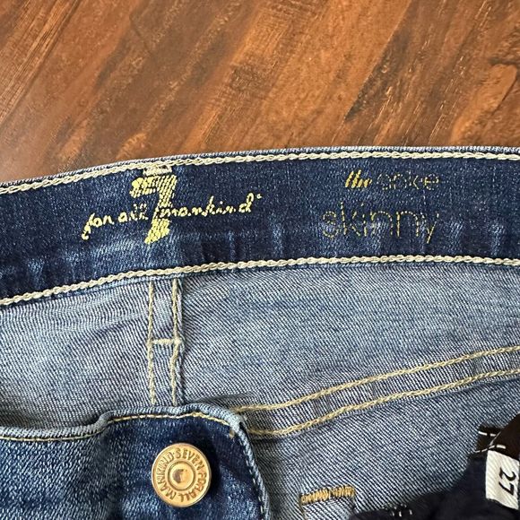 7 FOR ALL MANKIND Low Rise The Ankle Skinny Jeans Distressed - Picture 7 of 11